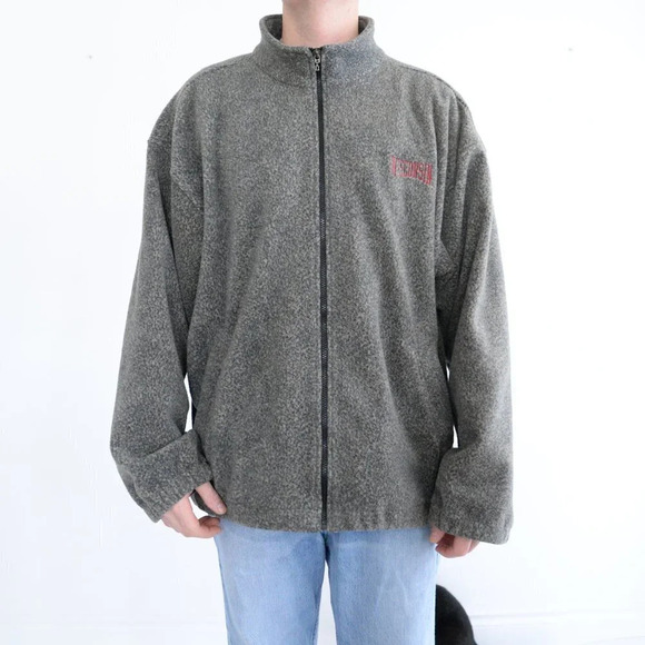 Vintage Gear for  Sports Wisconsin Brown Grey Zip Up Fleece Sweater Size XXL - Picture 1 of 11